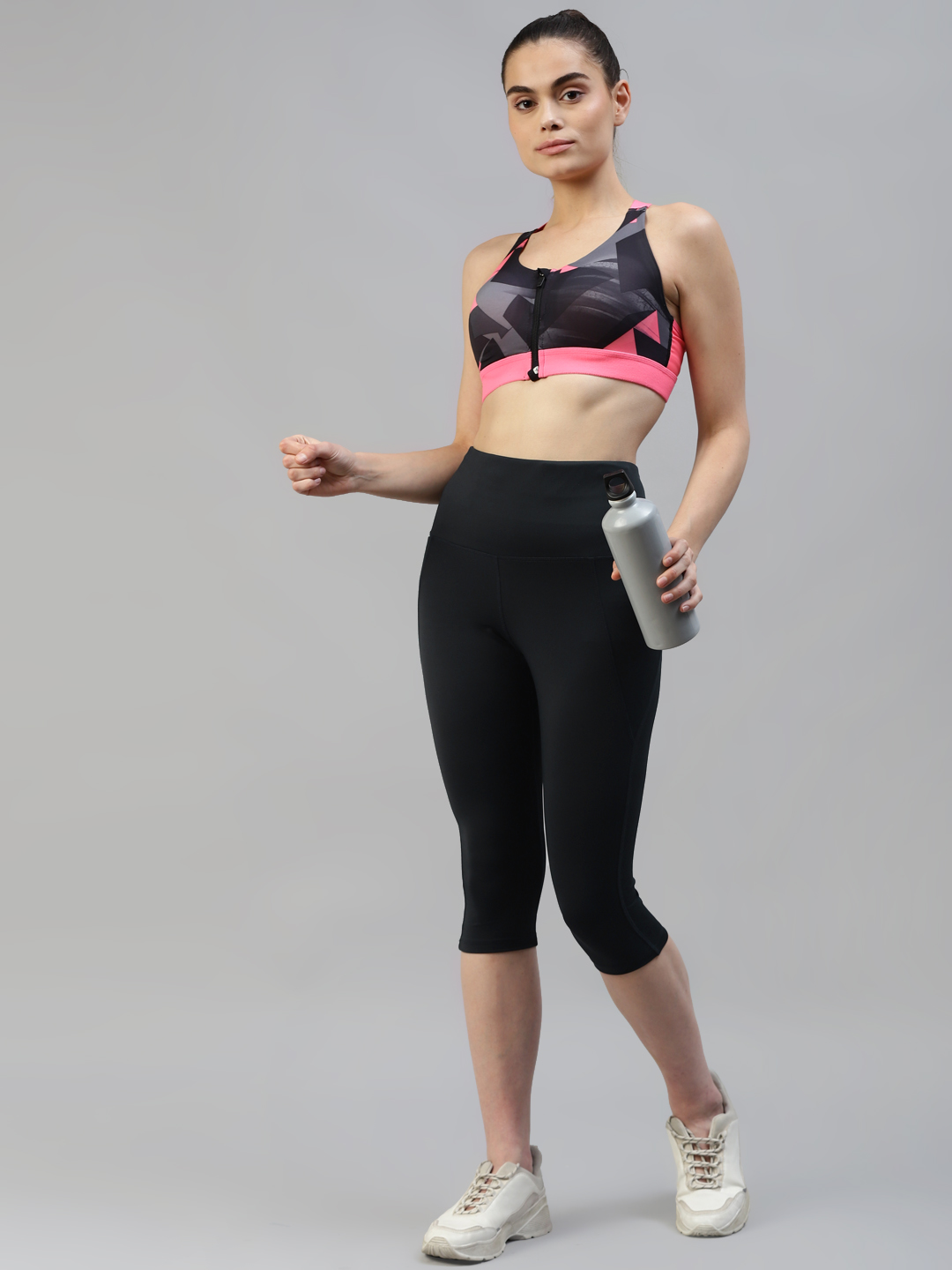 Women Dark Grey Active Wear Capris - Companion